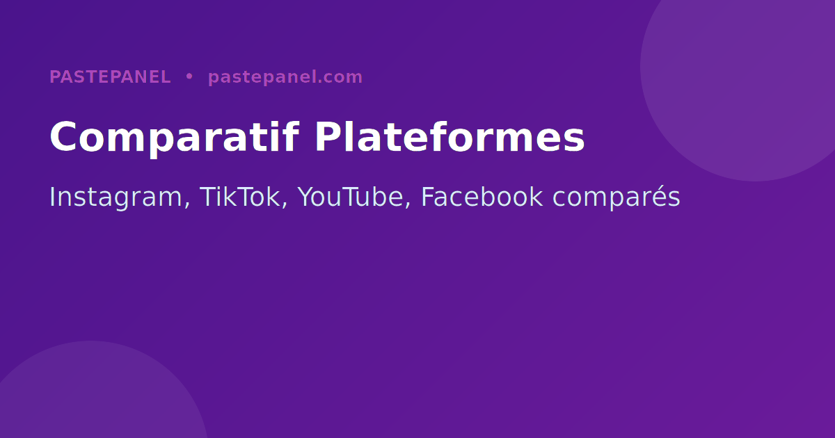 Tableau comparatif de vérification sur Instagram TikTok YouTube Facebook