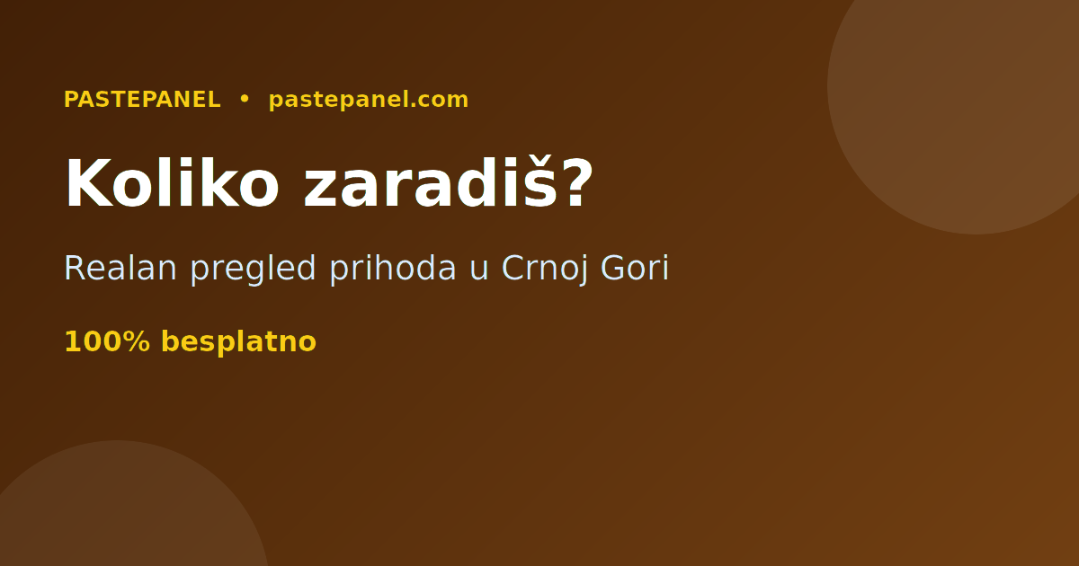 Koliko se može zaraditi od SMM panela u Crnoj Gori — pregled prihoda