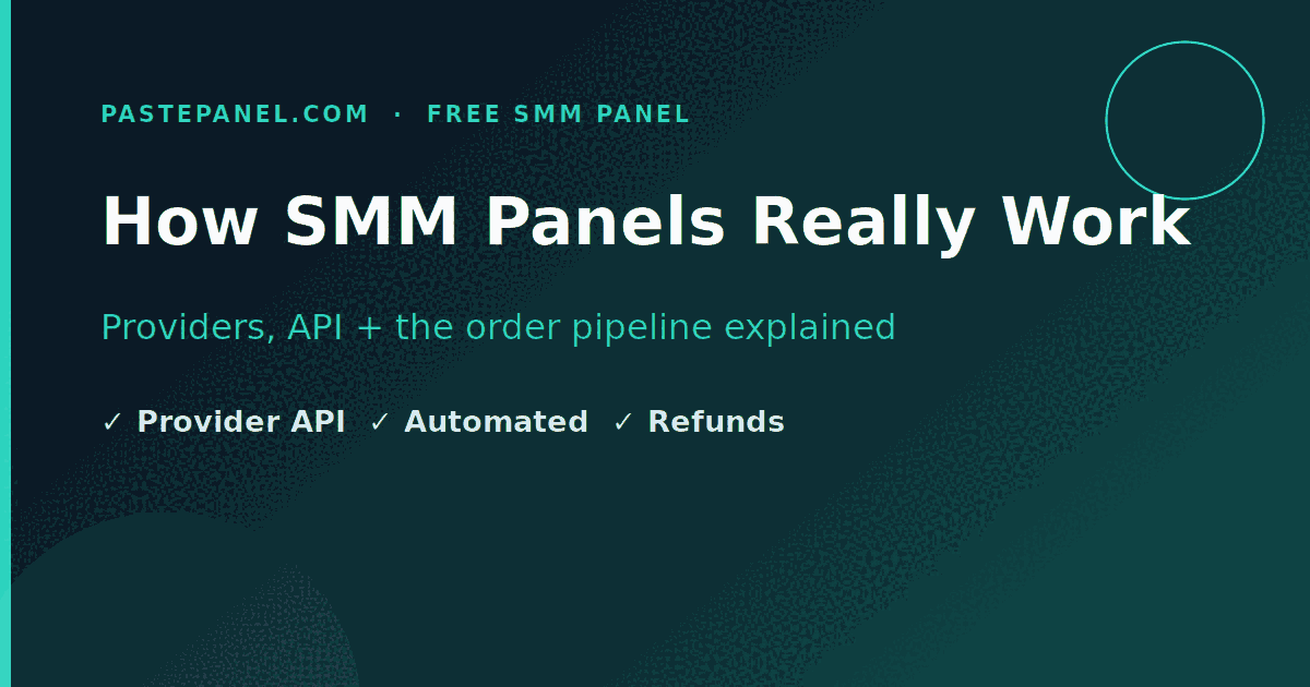 Technical flow diagram showing how SMM panels connect to providers via API to process orders