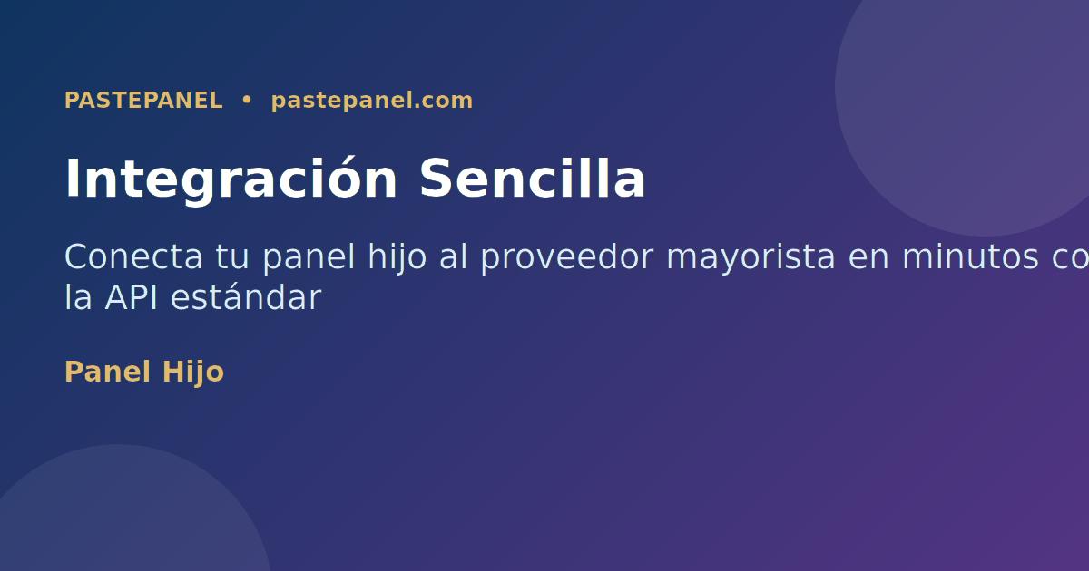Diagrama de integración de API SMM entre revendedor y panel mayorista
