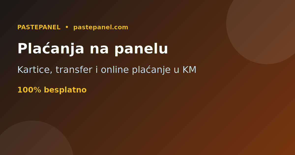 SMM panel sa karticama, bankovnim transferom i online placanjem u BiH