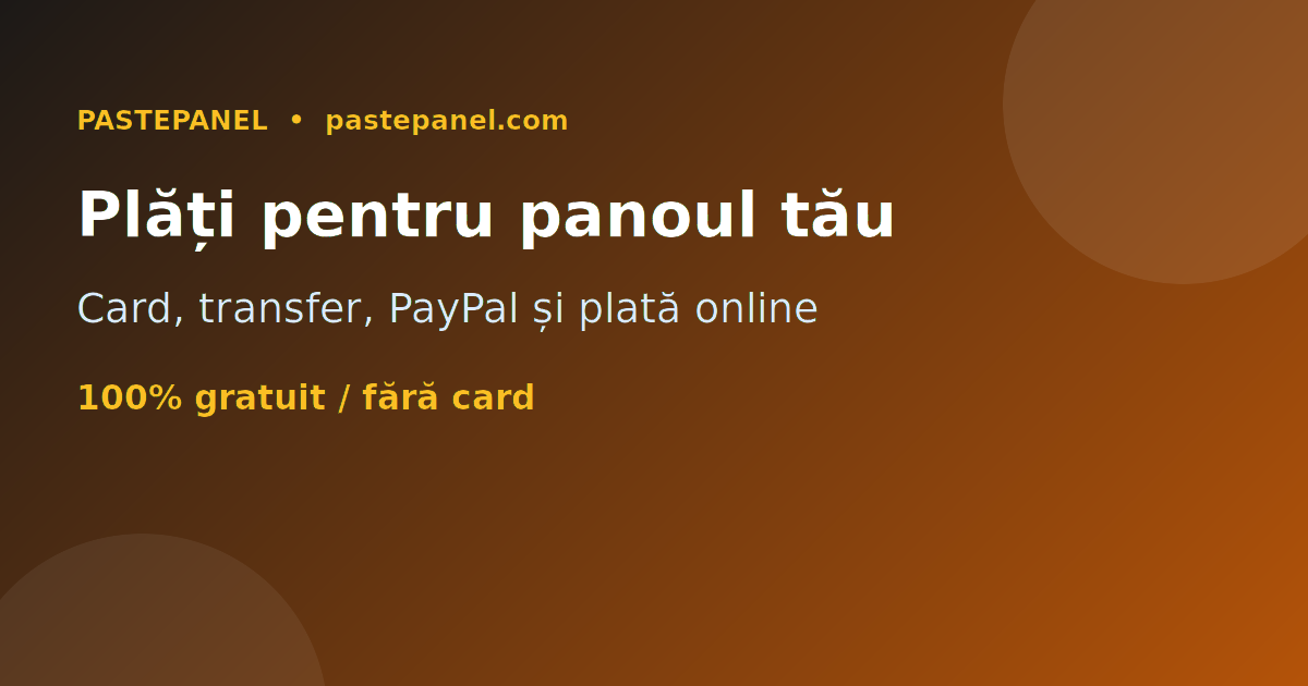 Panou SMM cu plăți prin card, transfer bancar și plată online în România