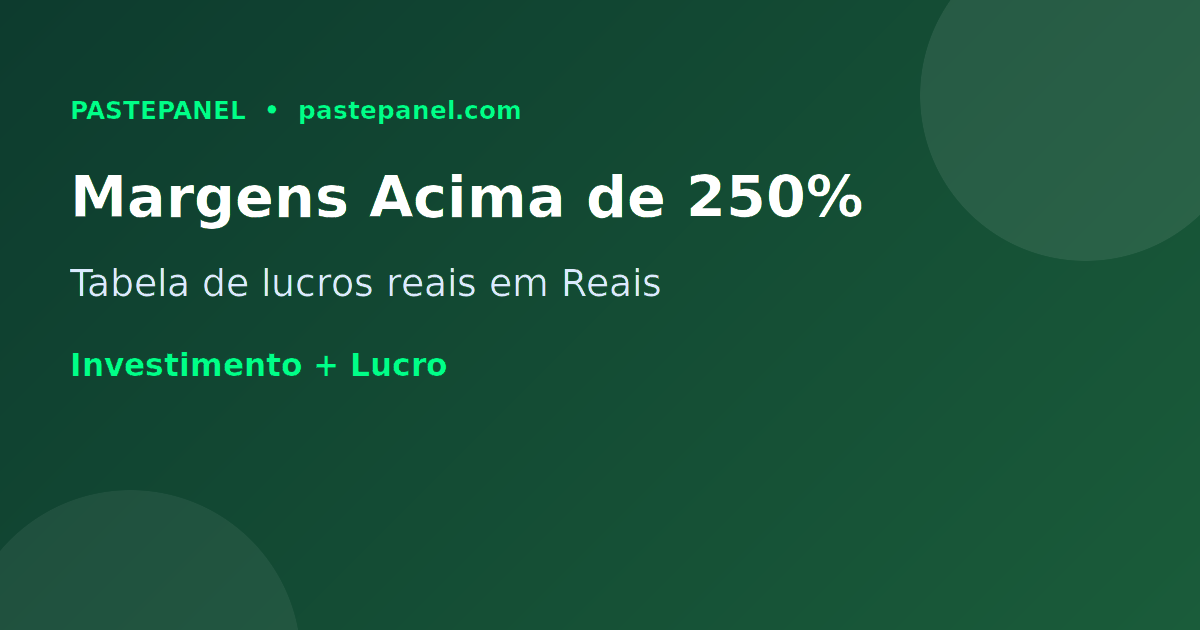 Tabela de margens de lucro na revenda SMM no Brasil